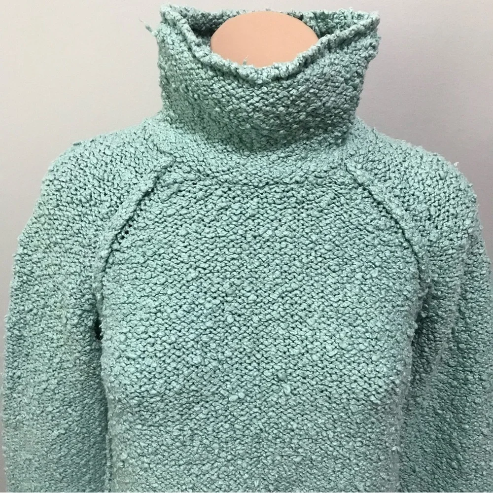 Moth Anthropologie Popcorn Mock Neck Boucle Sweater Small Womens Blue